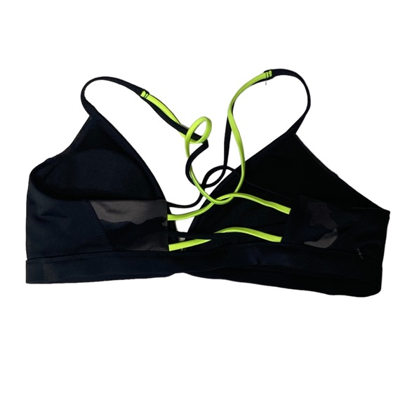 Athleta Black Gray Camo Bralette Lime Trim Light Removable Padding XS NWT - Picture 2 of 4